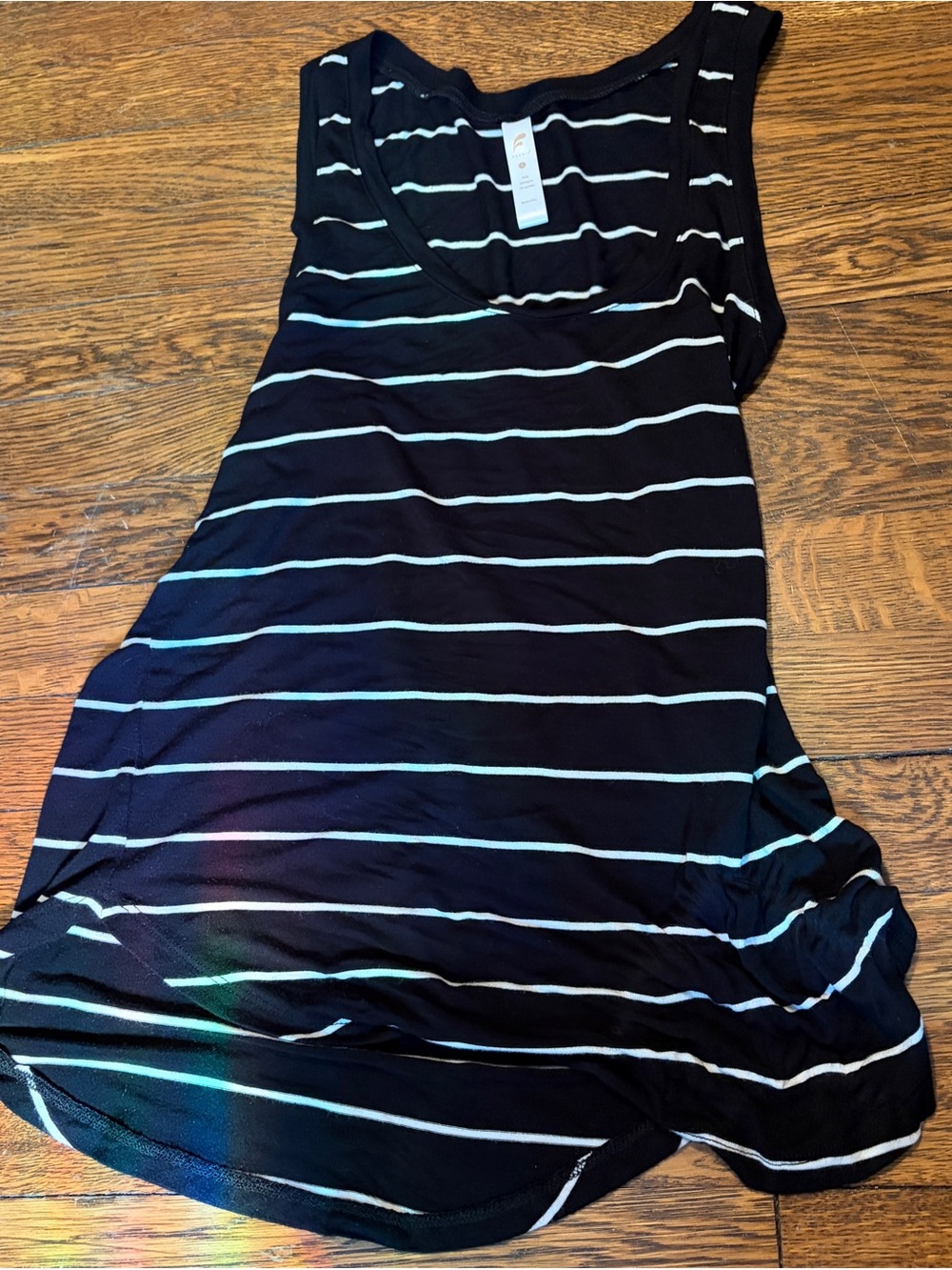 Women’s Black & White Striped scoop neck flowy Tank Top